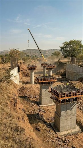 How They Built This Bridge Over a Dry Riverbed #construction #infrastructure