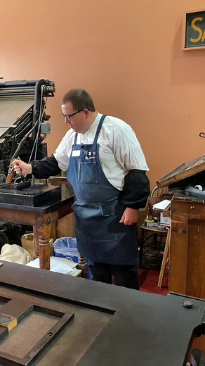 June 17th is Global Garbage Man Day! This day honors the men and women in the waste management profession, especially those that travel down your street once a week to collect waste. For today, Jared letterpress printed an image from a halftone of an old garbage truck. This letterpress cut is from the Frank Cowsert Collection. Halftones were used to introduce photography in newspapers and books starting in the late 1880s. The pictures in halftones are broken into a series of equally spaced dots