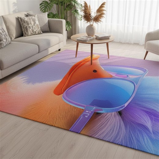 Whimsical Bird Eco Rug, Abstract Art Floor Mat, Colorful Living Room Decor, Unique Home Gift - Etsy