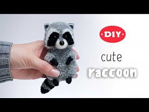 🦝 Diy Cute Raccoon Yarn Pom Pom 🧶 How to make Raccoon out of Yarn 🦝