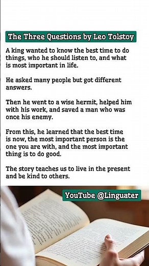 Story Time - The Three Questions by Leo Tolstoy - Short Summary and Analysis _ #shorts #summary