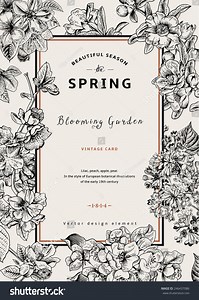 Vintage Vector Vertical Card Spring Black Stock Vector (Royalty Free) 246437086 | Shutterstock