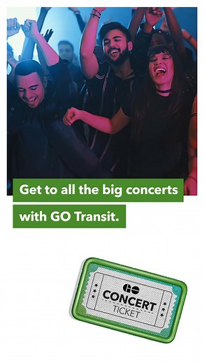 Skip the drive, catch the vibe! Take GO Transit to concerts & save with online GO e-tickets for you & your crew 🎶 | GO Transit