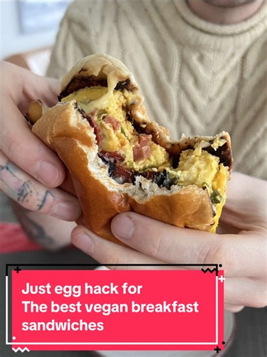 A mini spring mold pan creates the perfect patty shape for making breakfast sandwiches with just egg! Steaming it is such a game changer! This is such a easy vegan breakfast #creatorsearchinsights