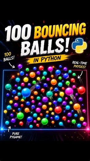 🤯 I Made 100 Bouncing Balls in Python! 🟢🔵 Can Your Phone Handle This? 🚀📝 #coding #python #trending