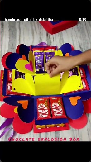 Chocolate explosion box in 3 layers #explosionbox #handmade #crafts #diy #diycrafts #chocolate #gift