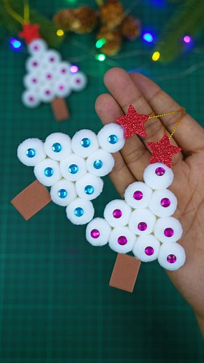 DIY Mini Pom Pom Christmas Tree | Handmade Holiday Craft 🎄💫 | Creative Art & Craft Ideas