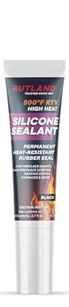 Rutland 500°F RTV High Heat Silicone Sealant Black, USA-Made High Temperature Gasket Maker Adhesive - UV Stable, Oil Resistant & Non-Corrosive