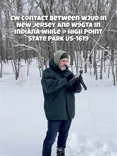 Parks on the Air (POTA) QRP CW Contact 16wpm W2UD (in New Jersey) with W9GTA (in Indiana) from US-1619 High Point State Park on 1-19-2026. -Using Elecraft KH1 QRP transceiver with whip antenna #CW #morsecode #amateurradio #parksontheair #asmr