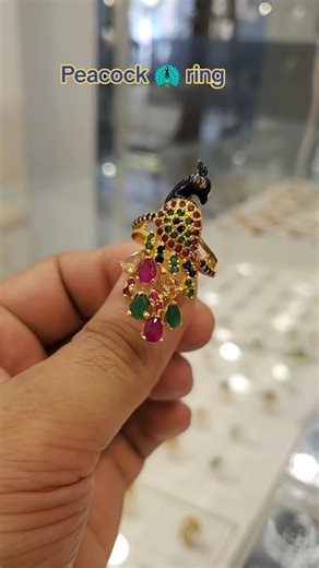 Stunning Peacock Ring: Gold Plated Silver Jewellery