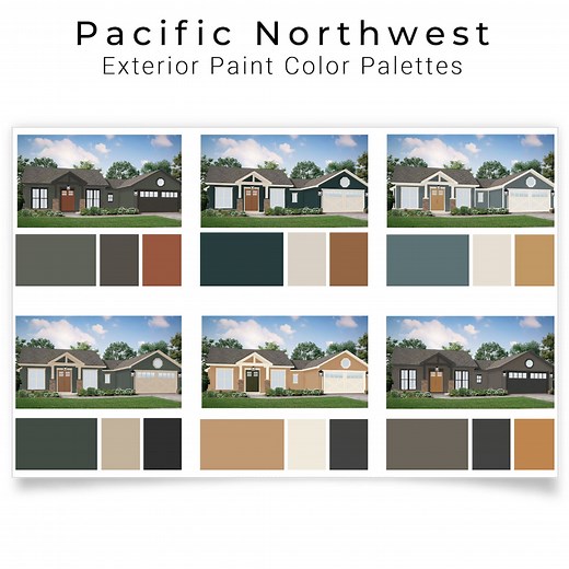 Pacific Northwest Exterior Paint Colors | 6 PNW House Color Schemes - Etsy