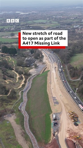 Let's take a look at the new stretch of road on the A417 Missing Link - and you'll soon be able to drive on it! This new stretch of road is about 100m long and will be open for the public to use from Monday 2 February 🚗 | BBC Gloucestershire