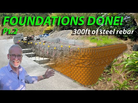 How to build a RETAINING WALL - pt2 - rebar & concrete footings