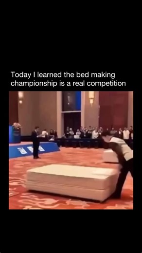 MEMES on Instagram: "Bed-making championships are contests—mainly in the hotel industry—where competitors race to make a bed as fast and perfectly as possible. They’re judged on speed, neatness, precision, and details like hospital corners and pillow placement. Often held during hospitality events or housekeeping appreciation weeks, they turn a routine chore into a timed, high-energy competition."
