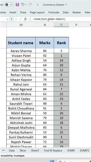 Rank Function in Excel | Find Students Rank in Excel