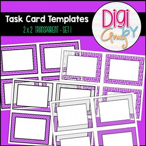 Task Card Templates Clip Art Transparent 2 x 2 Set 1