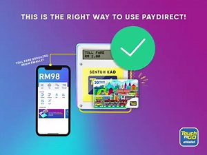 Kalau tap eWallet kat toll scanner tu memang la tak jadi bro. To use PayDirect, make sure you tap your added TNG card or use your SmartTAG. *Note: This feature is in a pilot phase at SMART Tunnel, LKSA and DUKE Highway only. Join our FB closed group and share your experience with us at https://bit.ly/2Uq7e1y Or find out more at https://www.tngdigital.com.my/paydirect.html #cashlessisthewaytogo #touchngoewallet #tollpaymentsmadeeasier | Touch ‘n Go eWallet