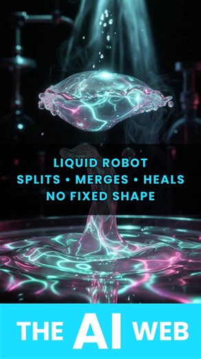 The AI Web on Instagram: "Scientists just built a robot… made entirely of liquid. No motors. No joints. No rigid body. It can split into pieces, merge back together, squeeze through impossibly tiny gaps, and even heal itself when damaged. Right now it’s millimeter-scale. But this is the dawn of shape-shifting soft robotics — a completely new category of machines that don’t have a fixed form. Imagine: → Drug-carrying “robots” navigating your bloodstream → Machines exploring collapsed mines or dee