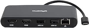 CalDigit Thunderbolt 3 Mini Dock - Bus Powered, Non Charging, 40Gbs, Dual 4K Display, USB 3.0 & 2.0 and Gigabit Ethernet LAN for Mac and PC, Thunderbolt 4 Compatible (Dual HDMI 2.0, Black)