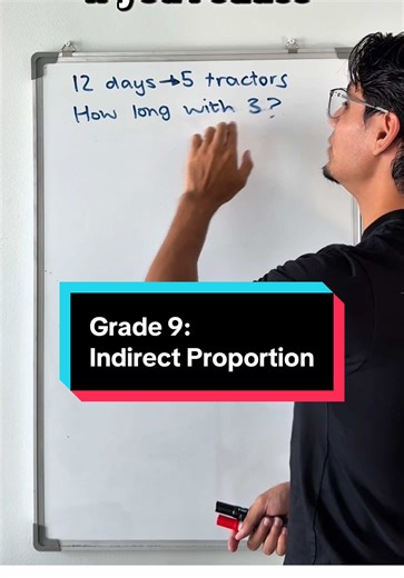 The following is indirection proportion. Just make sure you get the fraction and work from there. #grade9 #rate #proportion #indirectproportion