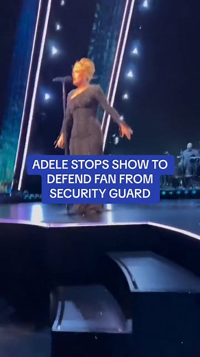 Adele stops her performance during Vegas show to defend fan from security guard. #fyp #adele #vegas #show #security #fan