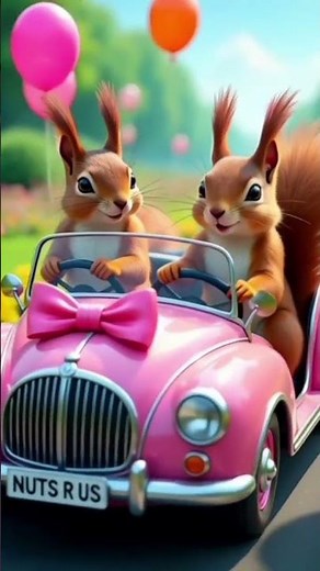 #cartoon #two squirrels drive a car
