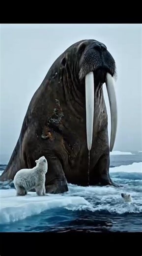 Giant Walrus Makes a Bridge to Save Polar Bear Cub… UNBELIEVABLE! 🐻❄️🐋