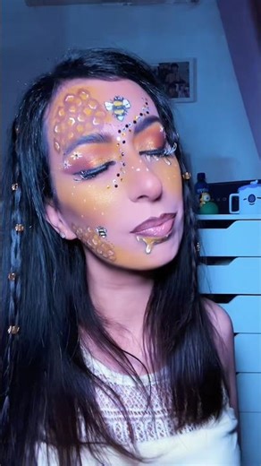 Honey Makeup Look 🍯 | Face Painting & Creative Makeup Tutorial #Shorts