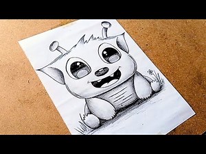 How to draw a cute alien || Cartoon drawing easy step by step