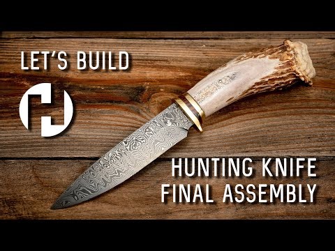 Final Assembly of a 6" Random Pattern Damascus Hunting Knife