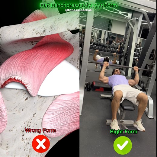 ?⸻🔥 Flat Bench Press – Right Form vs Wrong Form #ChestWorkout #BenchPress #GymForm #BeginnerSeries#