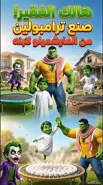 🥹هالك الفقير يصنع ترامبولين من المارشميلو لإسعاد ابنه! 🍬❤️ | Arabic Cartoon Stories #shorts