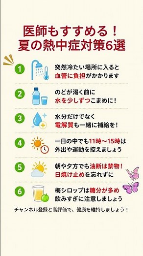 医師もすすめる！夏の熱中症対策6選 #熱中症 #猛暑 #夏 #健康 #健康習慣 #シニア健康 #脱水 #水分補給 #健康豆知識 #予防 #生活習慣 #雑学 #夏バテ #健康情報 #ショート