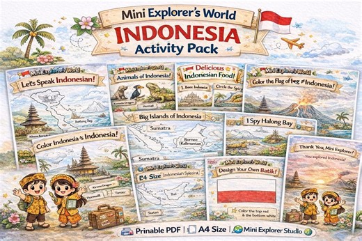 Indonesia Activity Pack for Kids – Culture & Geography Worksheets (PDF Download, Ages 4-8) - Etsy
