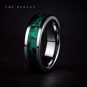 Titanium Wedding Band With Malachite Inlay | Men’s Engagement Ring | Rustic Green Wedding Band | Handmade Titanium Jewellery Gift - Etsy