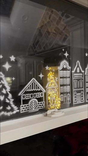 10K views · 241 reactions | A little fake snow, a holiday village stencil and ten minutes later all our windows look like they've been professionally painted in a Christmas village. They can be used each holiday season too! “Village” for all the details sent to you Next up the bathroom mirrors! #christmasvillage #windowdisplay #christmasdecor #holidaydecor #christmasdiy | Christmas village window stencil | diy Christmas | Morgallen | Facebook