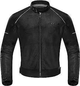 Grapelet Summer Motorcycle Jacket Men Mesh Motorbike Riding Jacket Biker Jacket with CE Armor Protective (Black, X-Large)