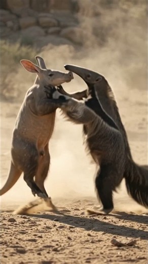 Aardvark vs anteater, same size, fast defensive fight