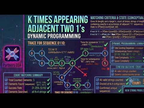 k Times Appearing Adjacent Two 1s using Recursion + Memoization