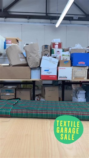 One of the (many) magical things about the Textile Garage Sale is discovering what’s tucked inside the mountains of boxes donated by 350 people! So far, we’ve spotted gorgeous fabrics, hand-dyed yarns 🧶, embroidered napkins and runners 🧵, boxes upon boxes of books and patterns 📚, some Halloween-y finds 🎃, and other UFOs that definitely caught us by surprise (watch until the end!). Oh, and someone please come take this crochet Santa off our hands. 🎅 Who knows what else we’ll uncover?! Will w