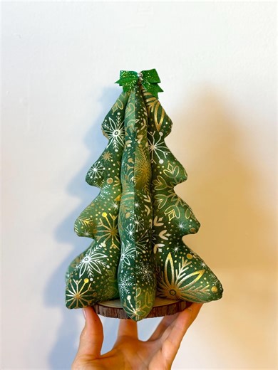 Handmade Fabric Christmas Tree: Stuffed Holiday Tabletop Centerpiece - Etsy