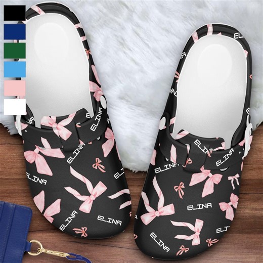 Personalized EVA Bows Nurse Clogs: Lightweight Healthcare Mules - Etsy
