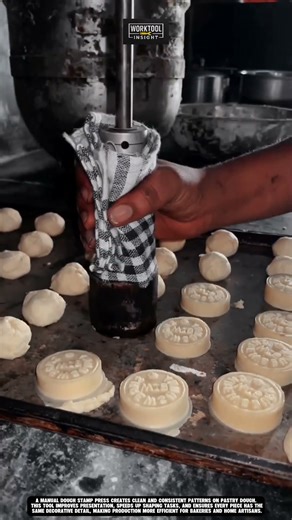 Stamping decorative pastry patterns using Work tool Manual Dough Stamp Press #tool #worktool