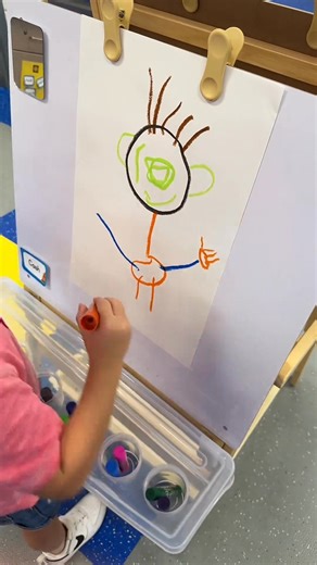 43K views · 239 reactions | At the easel this week ✨ we’re creating self-portraits using paint sticks! Students can look into the mirror to observe their features and then try to paint themselves—hair, eyes, smiles, and all. Such a fun way to explore identity and creativity! | Preschool Vibes | Facebook