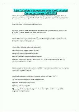 AEMT Module 1 Questions with 100 Verified Correct Answers 20252026615