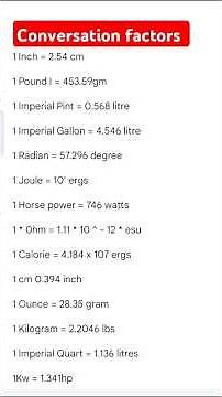 Conversion factors of units all at one place!