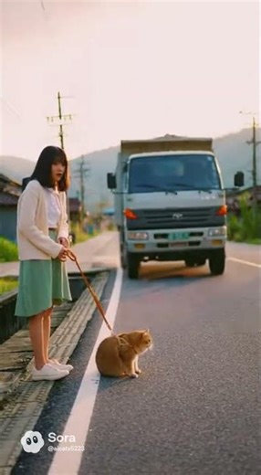 “Cat Crosses the Road Slowly… Dump Truck SLIDES Trying to Stop 😂🚚”