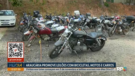 Araucária promove leilões com bicicletas, motos e veículos em circulação