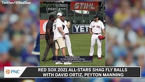21 reactions | Red Sox All-Stars Matt Barnes and Nathan Eovaldi were seen shagging fly balls before the Home Run Derby with David Ortiz and Peyton Manning. https://nesn.com/shows/pnc-bank-sports-corner/ | NESN | Facebook