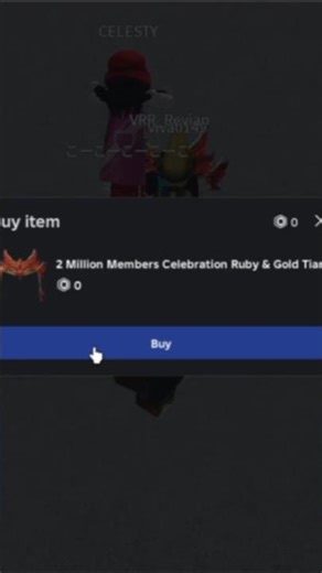 sniped 2 Million Members Celebration Ruby & Gold Tiara #roblox #freeitems #shorts #clips